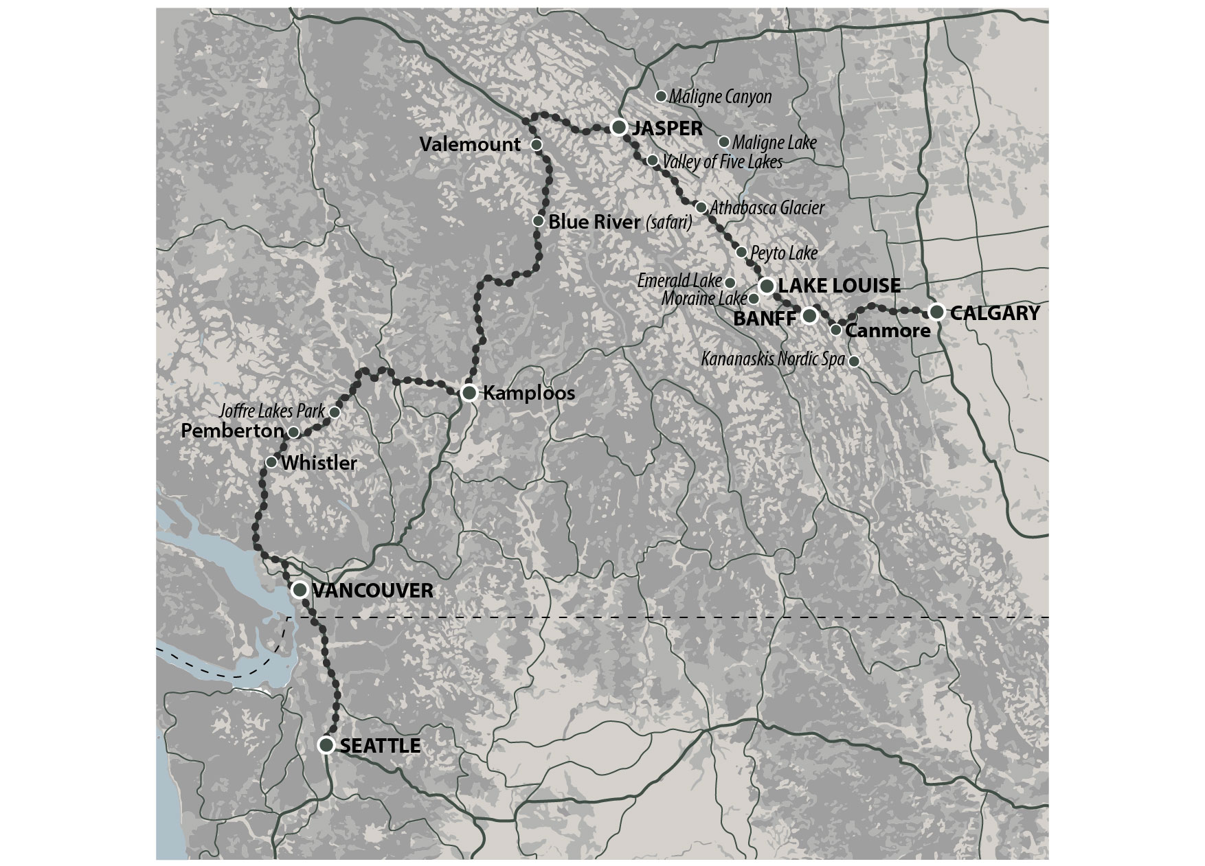 Western Canada Itinerary Map
